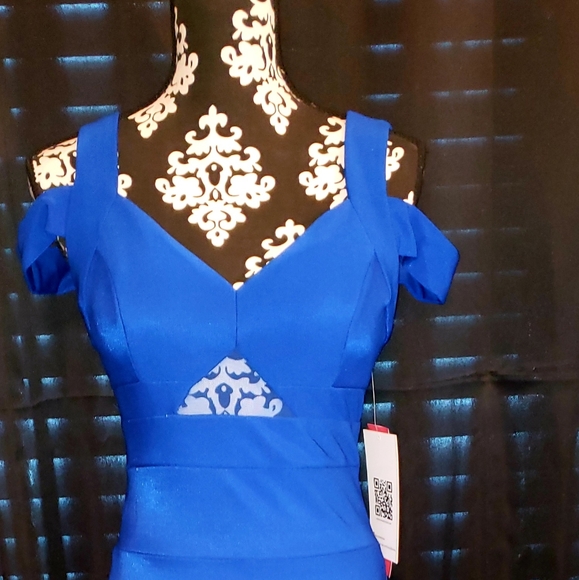 Emerald Sundae Royal Blue Women's Fitted Gown - Picture 2 of 7